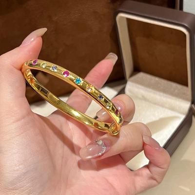 Leichter Luxus Retro Chinesische Farbe Diamant Dopamin Zirkon Armband Design Sinn Fortgeschritten Vielseitig Stapelbar Exquisites Armband