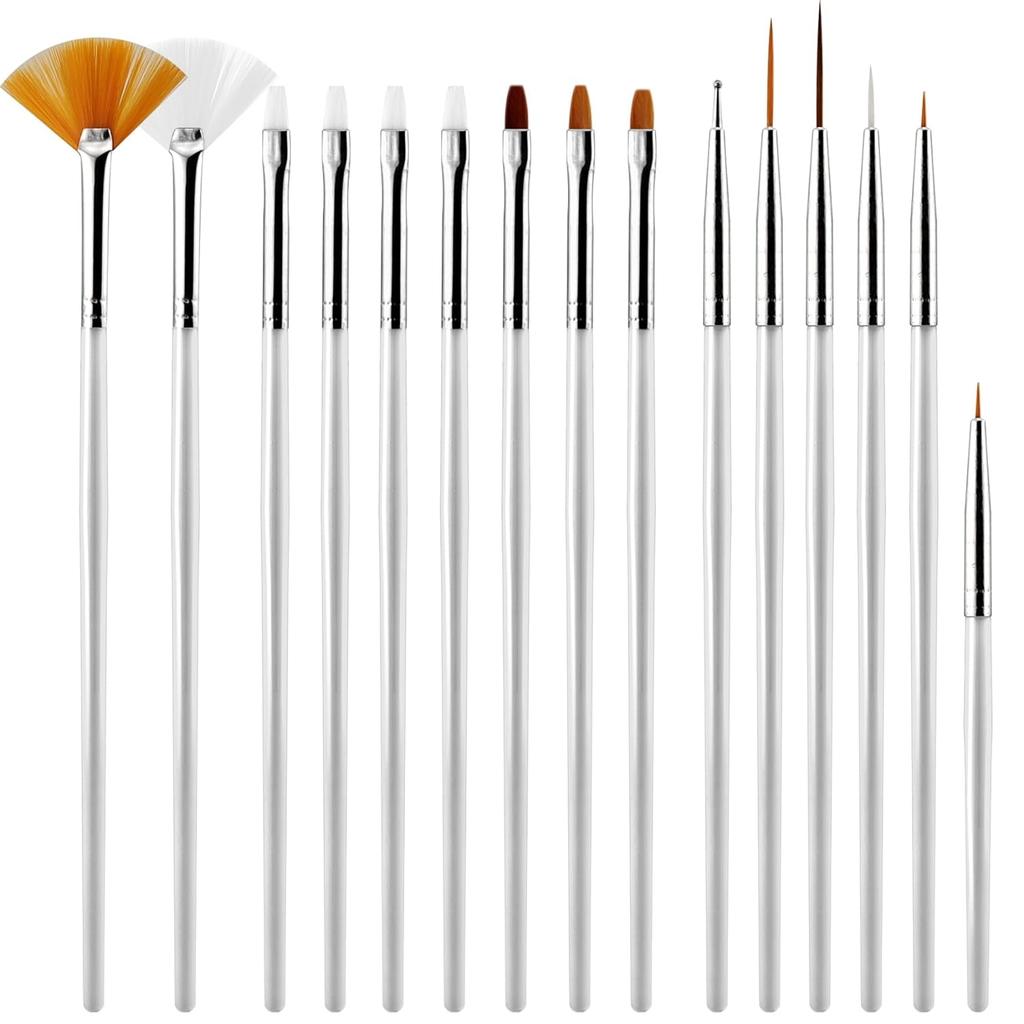 YIKOOLIN 15pcs Nail Paint Brushes Set Acrylic UV Gel Drawing Dotting  Nail Art Brushes for Gel Polish Nail Art Design Tools