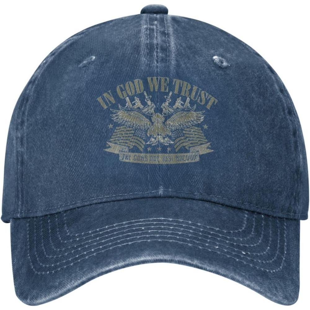 Adjustable Strapback Hat In God We Trust Guns Are Just A Backup Hat Vintage Trucker Cap Unisex Adult Baseball Cap