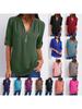 2026 Dames Cool Los Shirt Diepe V-hals Chiffon Mode Blouse Casual Dames Tops Sexy Rits Pullover Grote Maten
