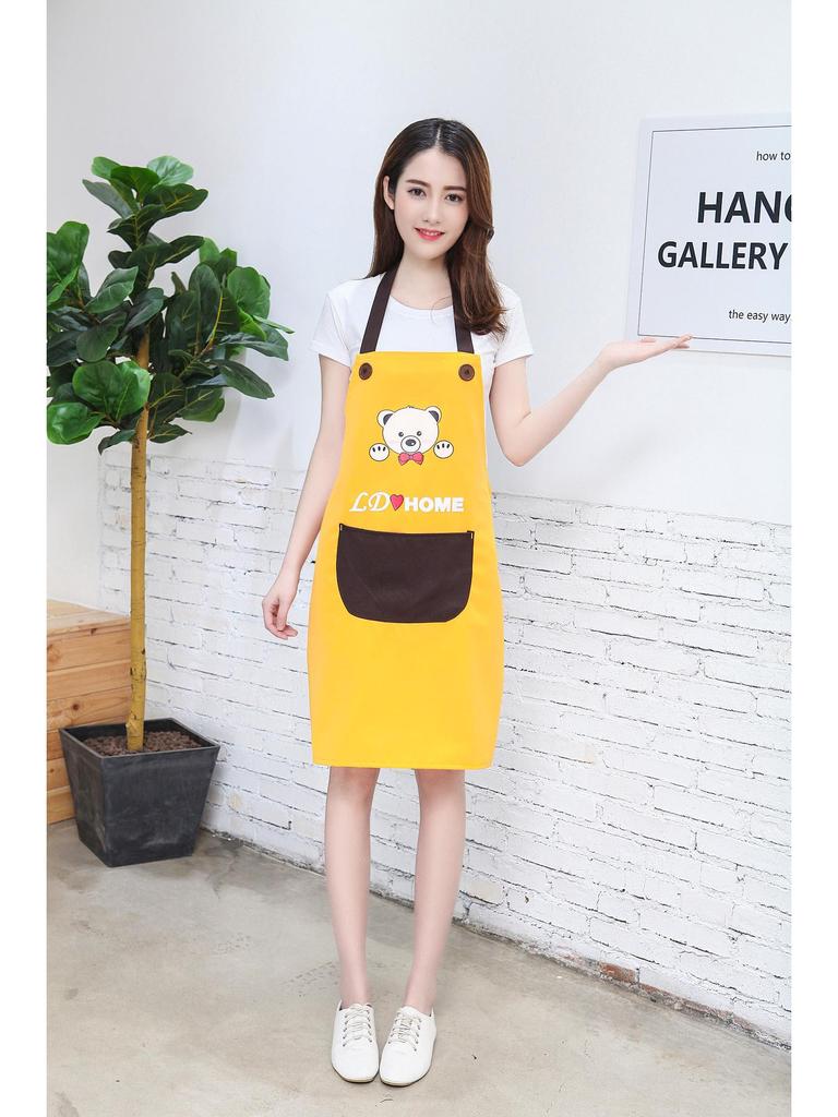Custom Cartoon Bear Apron - Anti-Oil, Printed Logo for Kitchen and Supermarket Use