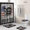Skull Bathroom Shower Curtain Floor Mat Toilet Cover Foot Pad Four-Piece Pattern Size Fixed Zhi