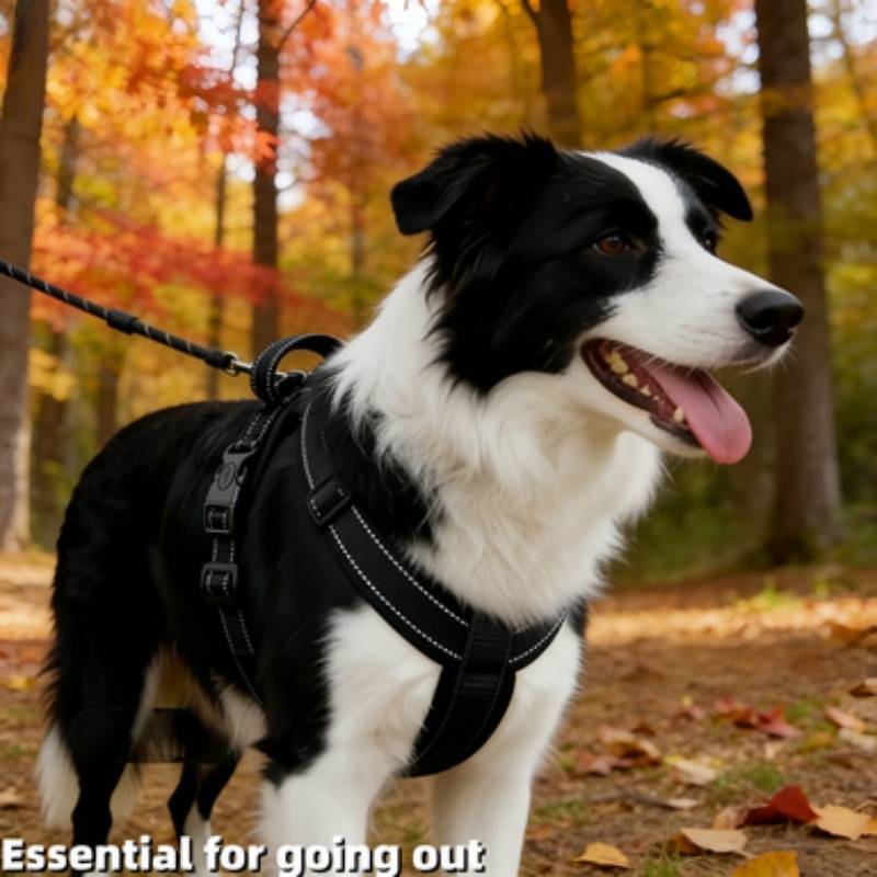 H Type Reflective No Pull Dog Harness with Poop Bag, Adjustable Padded Pet Vest with Secure Dual Buckles for Small Medium Dogs