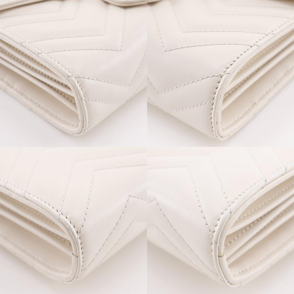 GUCCI GG Marmont Chain wallet 474575 ChainShoulder 2-way clutch White Calfskin Women Used