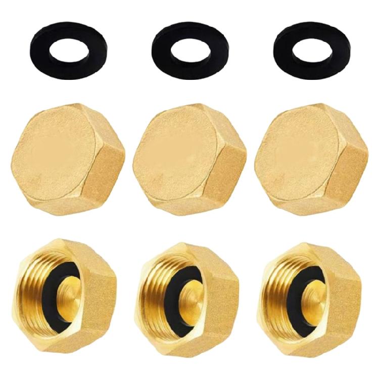 

6/8/12 Pack Portable Sturdy Brass Garden Hose End Caps 3/4Inch Female for High Performances Water Seal Daily Use