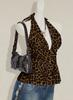 Women Halter Tie Back Backless Short Ruched Fitted Summer Camisole