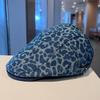 American retro new leopard print forward hat female spring and summer niche anti-wear beret show face small painter hat