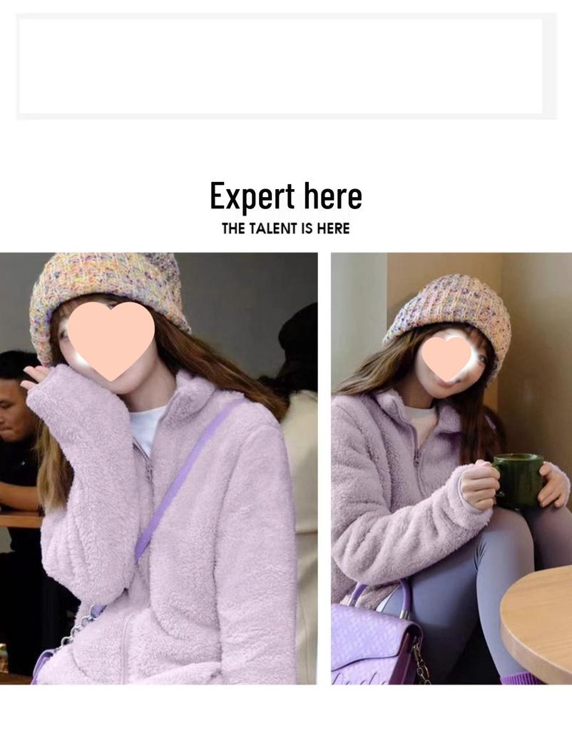 Plus Size Women's Fleece Jacket - Unisex Korean Style Thickened Hoodie for Autumn Winter