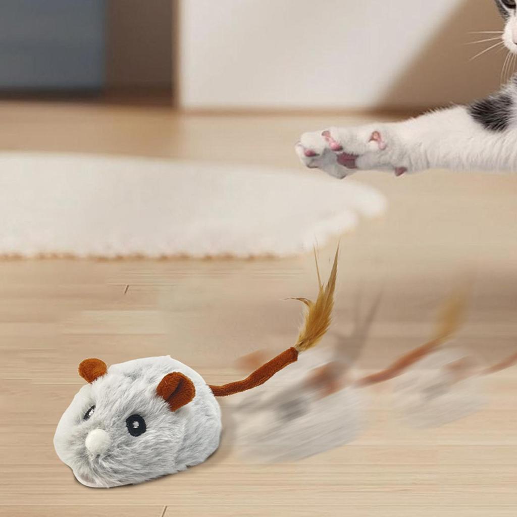 Interactive Cat Toy Games Rechargeable Plush Mice Interactive Toys For Cats With Silent Wheel For Exercise Play Entertain