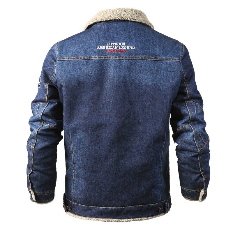 Men Denim Jacket Warm Winter Thick Fleece Warm Jean Coat Fitiness Autumn Casual Men 'S Motorcycle Coats Plus Size L -6xl