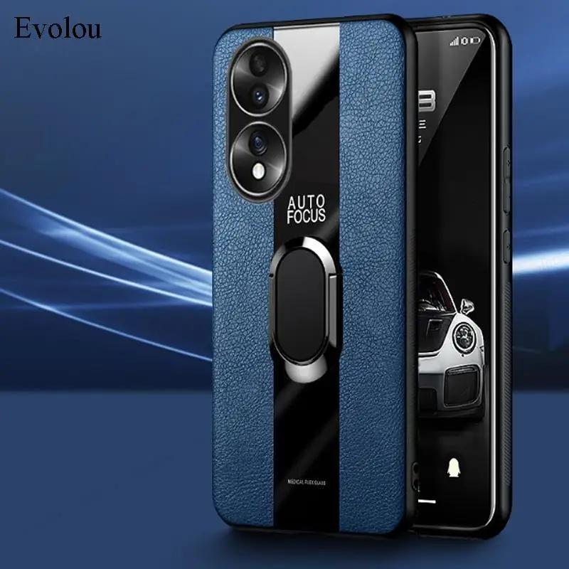 Plexiglas PU-Leder Hülle Für Huawei Honor 70 lite 5G 60 50 SE 90 80 200 Smart Magnetischer Metallring Halter stoßfest Weiche Abdeckung