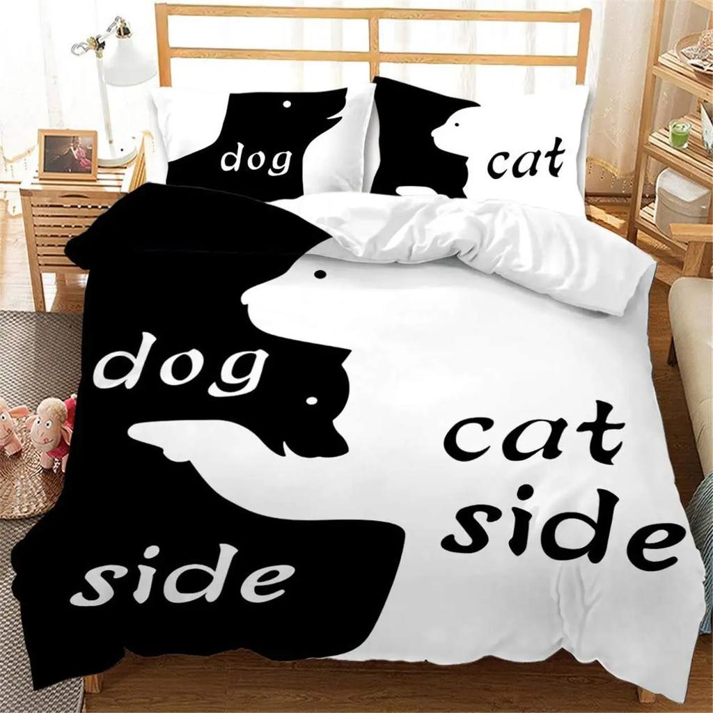 Black And White Duvet Set Romantic Valentine'S Day Bedding Set Gift Three-Piece Set