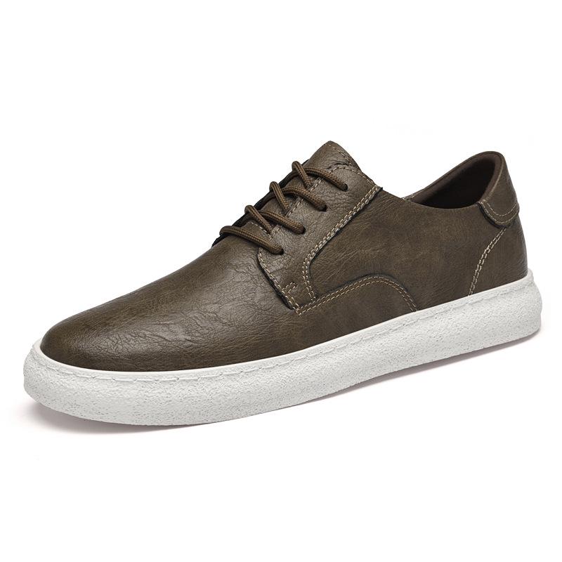 Men s Retro Cowhide Platform Sneakers - Height-Boosting, Thick Sole, Low-Top Casual Shoes for Spring. 40
