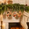 Vintage Style Christmas Tree Tags 8Pcs Wooden Ornaments, Wood Slice Hanging Decor with Santa, Retro Gift Wrap Embellishments Snowman, Gingerbread,
