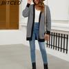 BITCED Oversized Long Cardigan Sweater for Women Autumn/Winter Lazy Style Striped Colour-Block Knit Cardigan