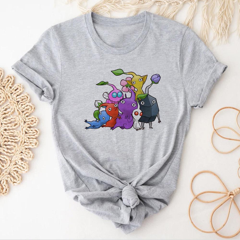 Pikmin Top Tees Female Y2k Pop Culture Digital 2000s Pastel Hip Hop Tshirt Grunge Breathable University Pop Culture Graphic