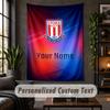 Personalisierte Wandtapisserie, Stoke City FC Benutzerdefinierter Text, Weiche Stoff-Wandkunst für die Innendekoration