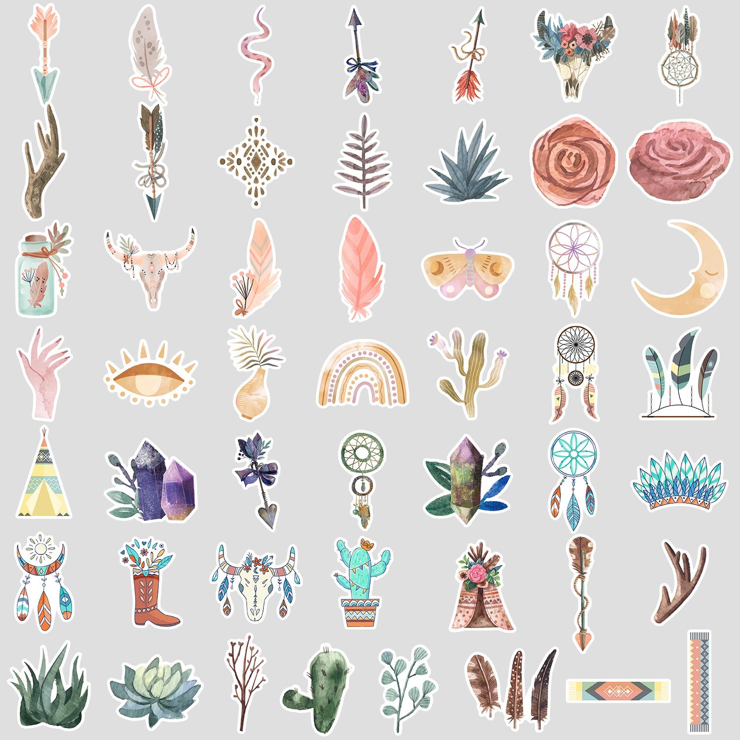 

50 Бохо Граффити Наклеек Креативные Канцелярские Наклейки Наклейки для Водного Стакана Компьютера Мобильного Телефона Водонепроницаемые Декоративные Наклейки