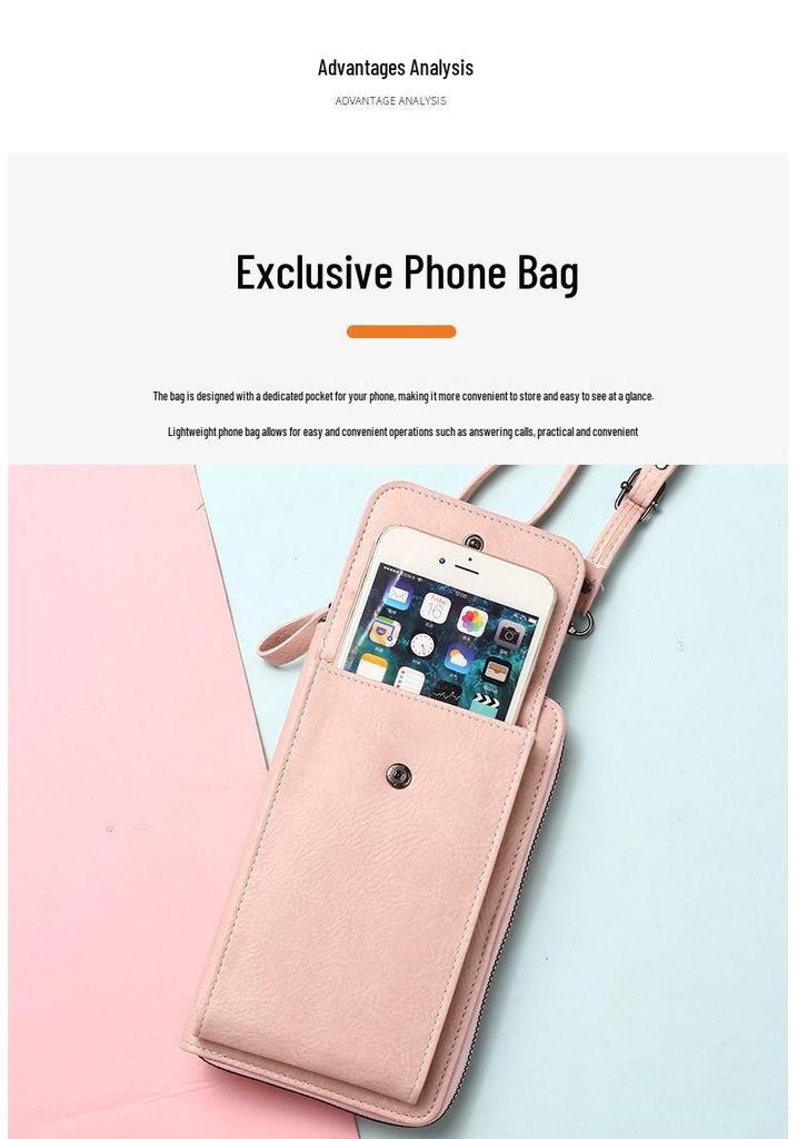 Summer 2024 Women's Multi-functional Crossbody Phone Bag with Zipper & Snap Button