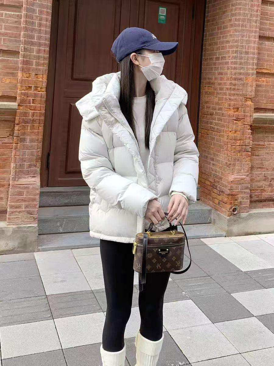 

Women s Lulu 2025 Short Down Puffer Jacket - Warm, Thick, Versatile Winter Coat L (140-160 jin) кістяний/білий
