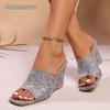 Neue Damen Keilabsatz Hausschuhe Sommer Hohe Absätze Sandalen Flach Außen Strand Plateau Hausschuhe Bequeme Schuhe Slides Damen
