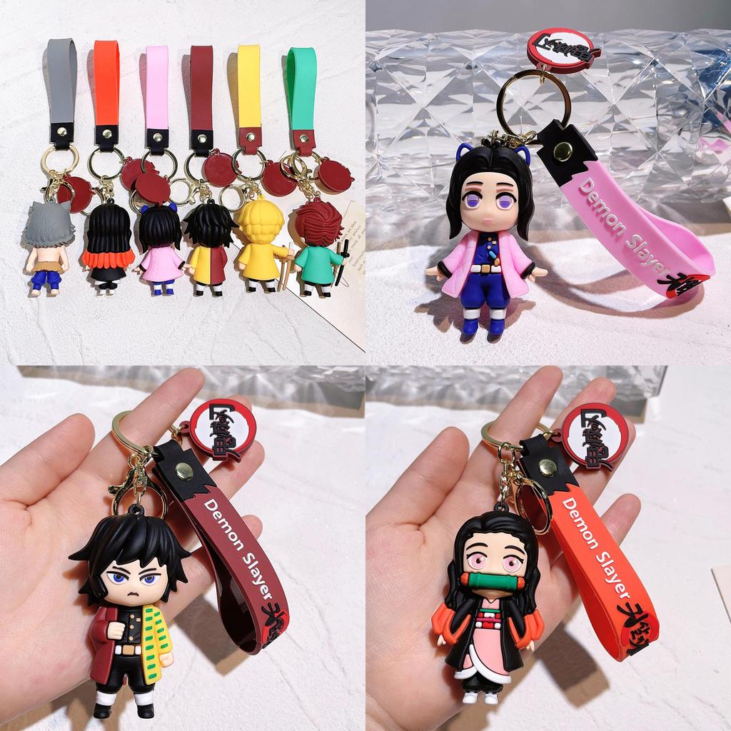 Adorable Demon Slayer Keychain Anime Character Bag Charm Plastic Durable Gift
