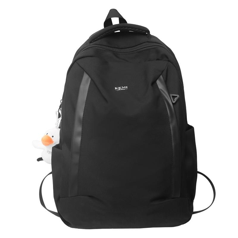 College style vertical bar letter labeling student schoolbag junior high school student large capacity backpack with pendant чёрный