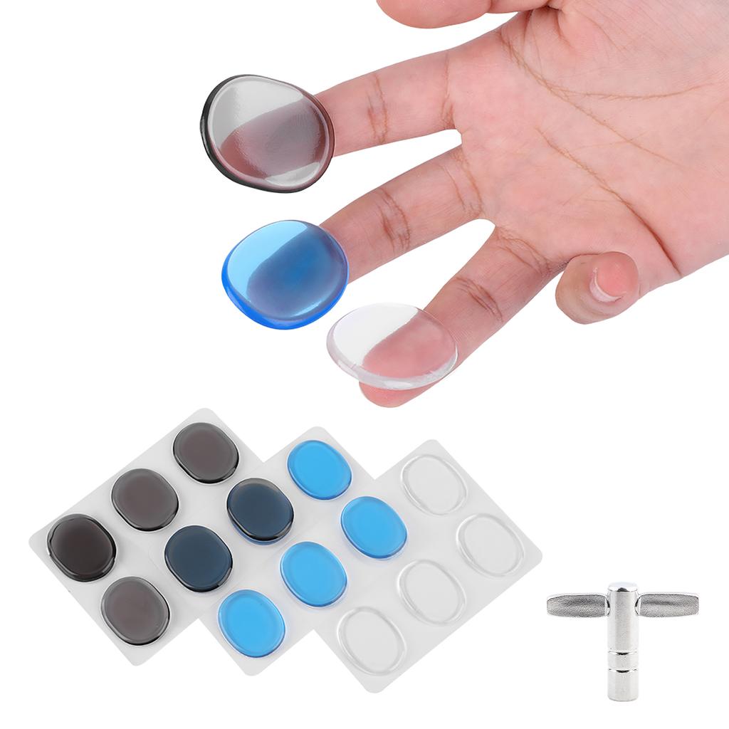 Drum Damper Gel Pads Multicolor Transparent Silicone Drums Silencer Set with Key