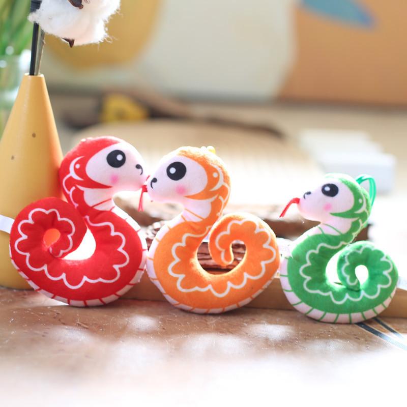 Adorable Plush Snake Keychain Cute And Creative Cartoon Animal Toy For Bags And Keys