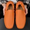 Fashion Genuine Leather Men Loafers Shoes High Quality Moccasins Driving Shoes Green Orange Office Shoes Casual Loafers Big Size 38-49