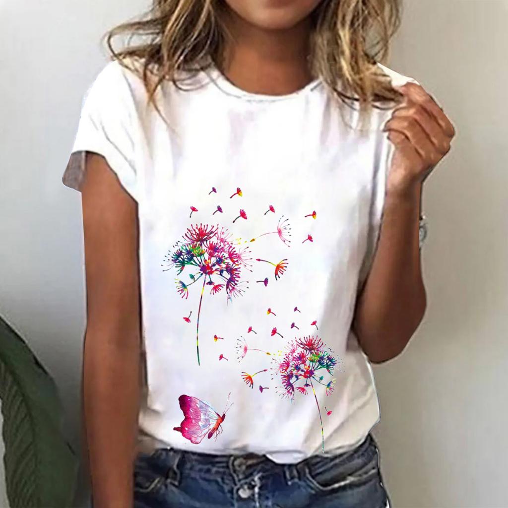 T-shirt Pour Femme à Manches Courtes Et Col Rond - Imprimé Soleil