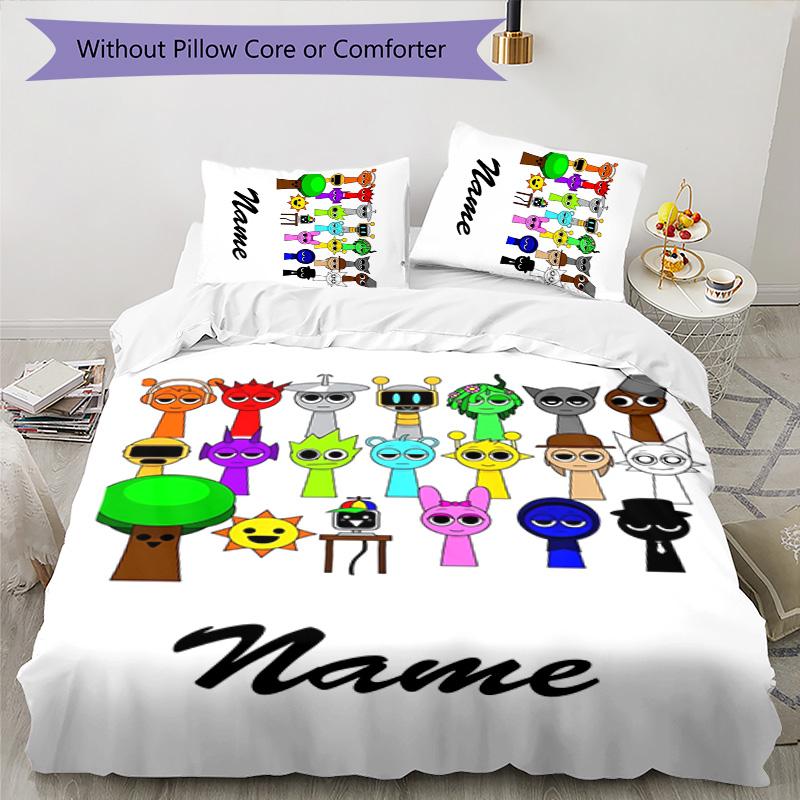 3pcs SPRUNKI5 Cover Set - Personalized Name, HD Printed Bedding with 1 Cover and 2 Pillowcases - Perfect for Home Decor, Easy Care