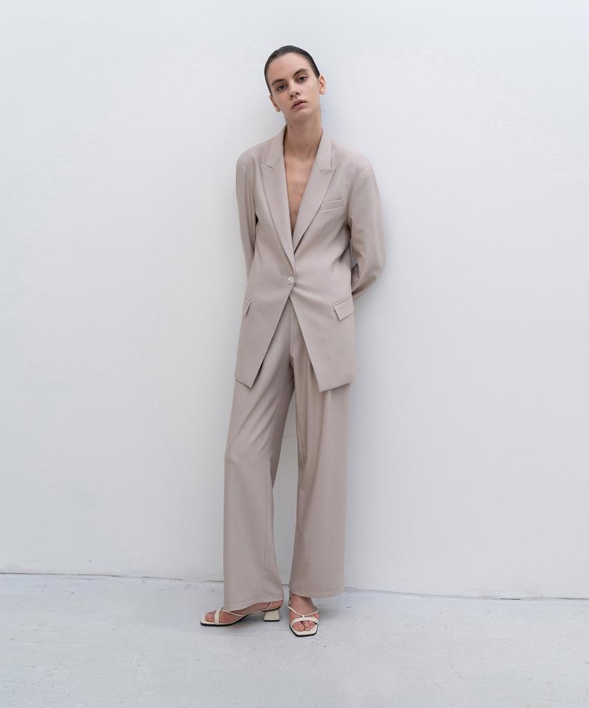 RE RHEE Straight Wide Leg Slacks Trousers_Be