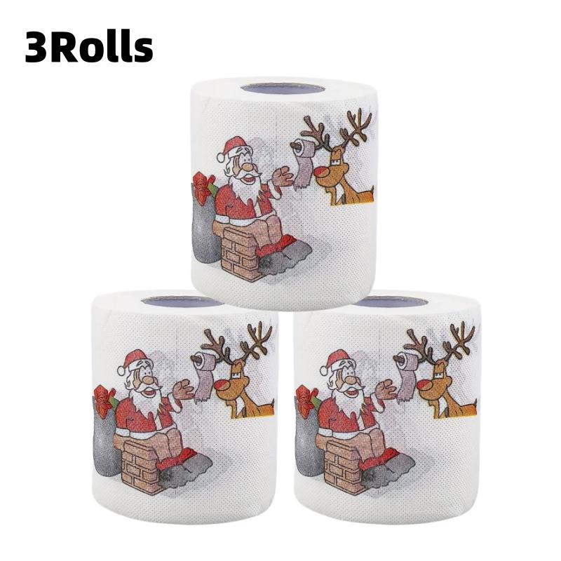 1/3 Stück Weihnachten Toilettenpapier Santa Festliche Tissue Rolle für Feiertagsfeiern Party Zuhause Abendessen Badezimmer Deko Papierhandtücher