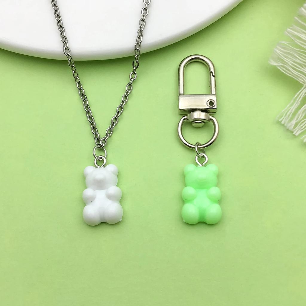 20Pcs 11×21mm Lovely Multicolored Bear Acrylic Pendants Cartoon Animal Charms DIY Bracelet Necklace Craft Supplies
