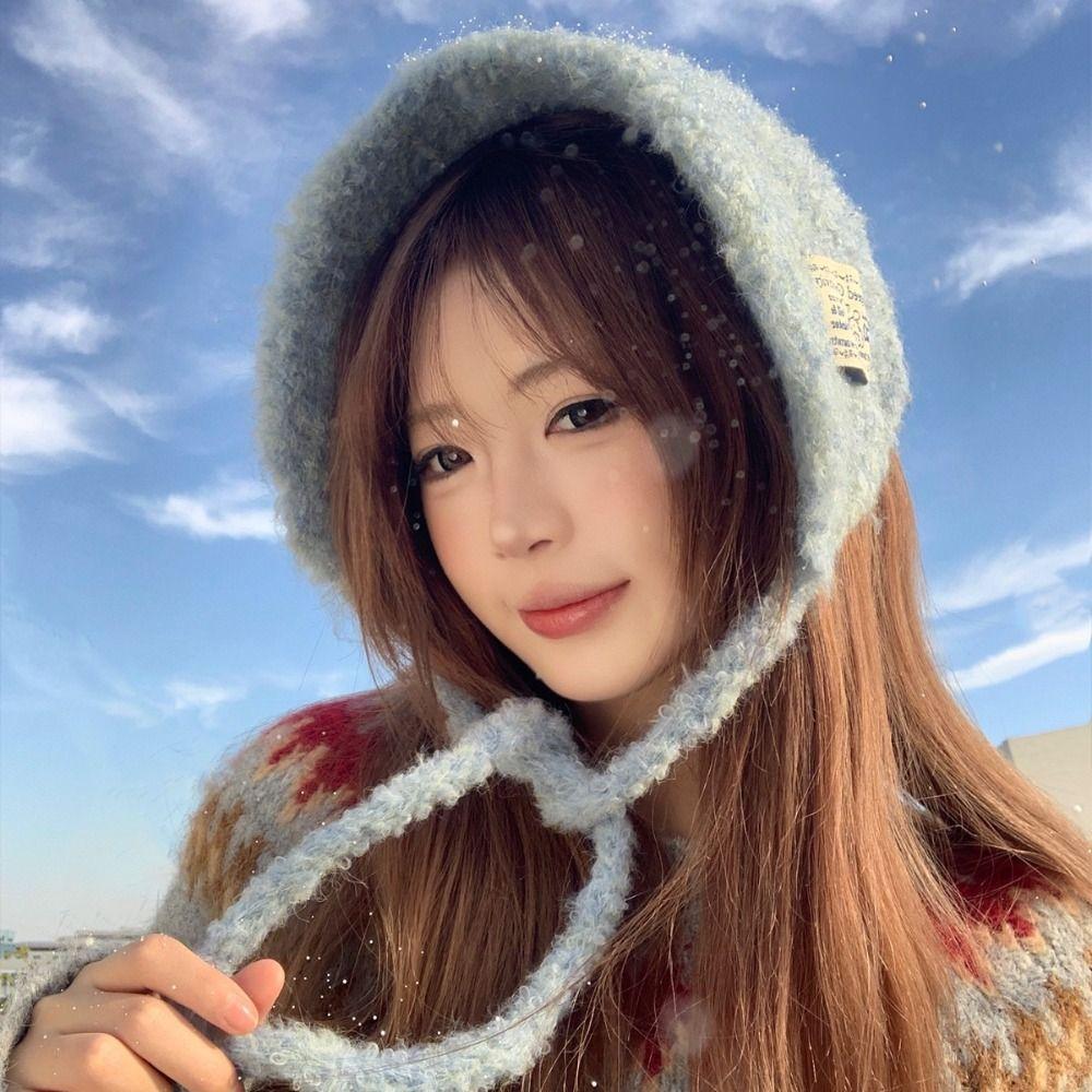 Solid Color Wool Strappy Earmuffs Thicken Warm Earlaps Fashion Knitted Ear Covers  Daily