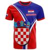 Fußball-Stil Kurzarm-T-Shirt mit kroatischem Nationalwappen, Sportliche Freizeitkleidung
