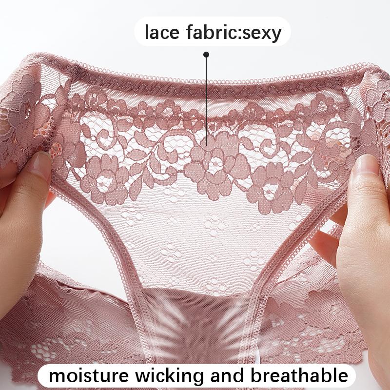 Women Sexy Lace Lingerie Low Waist Thongs G String Transparent Breathable Floral Panties Temptation Underwear