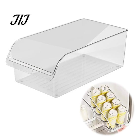 Fresh Keeping Produce Keepers Refrigerator Storage Box with Handle, Clear PET Pull Out Drawer Home Kitchen Accessories Organizer, Stackable