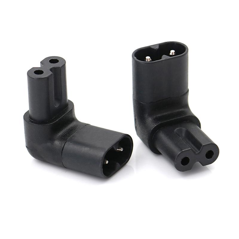 Adattatore Di Alimentazione IEC 320 C7/C8 90° – 2 Pezzi, Prolunga 250V 10A, Connettore Angolare Nero Per TV, Monitor, Laptop