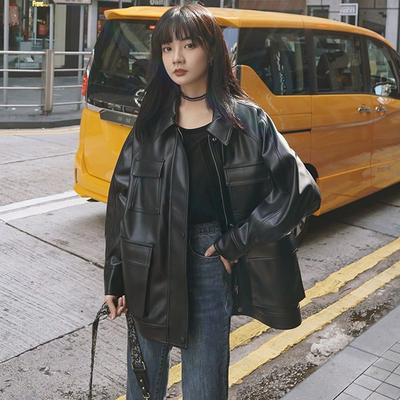 Neue Frühling Herbst Winter Ausländischen Stil Leder Kleidung frauen Mid-länge Plus Samt Dicken Ins Mantel Flut Große größe Student Motorrad Jacke