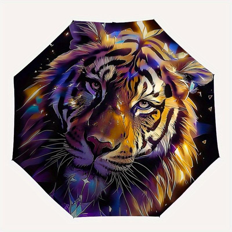 1pc Enchanted Tiger Automatic Opening and Closing Folding - A Good Choice for Gifts, Fashionable and Convenient Umbrella With Cute Cartoon Charac