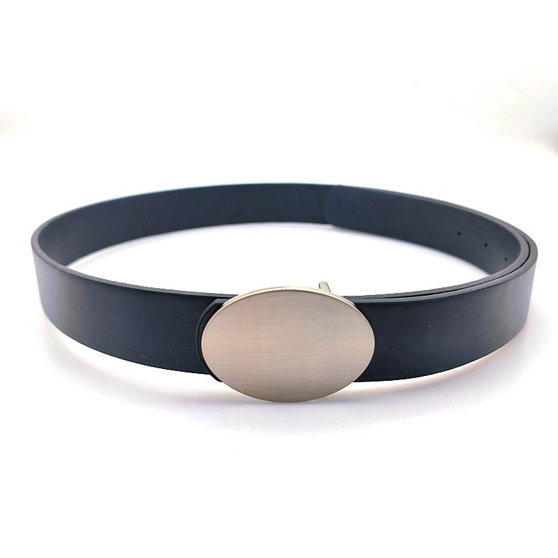 Modern Pu Womens Casual Belt With Decorative Oval Metal Mirror Buckle For Fashion Style Forward