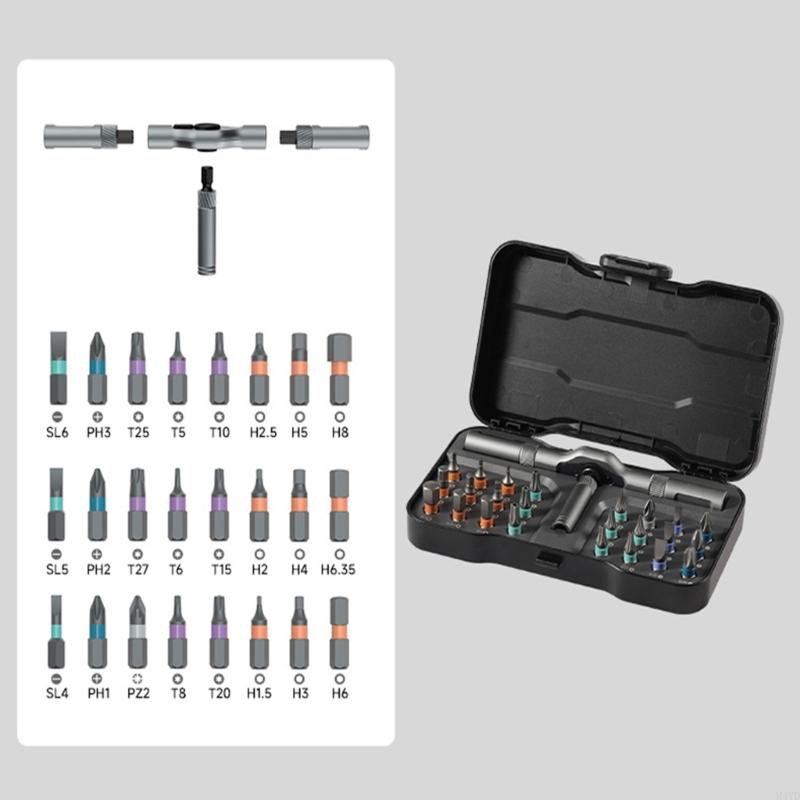 Ratchet Screwdriver Set 24 in 1 Precise Screwdriver Bit Screwdriver Set Ratchet Screwdriver with Detachable Handle M4YD China Mainland