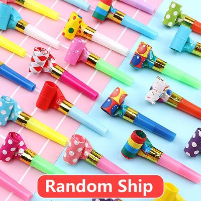 10-50PCS Random Colorful Party Blowout Whistles Toy Children Birthday Party Favors Games Blowing Dragon Whistle Blowing Roll Toy
