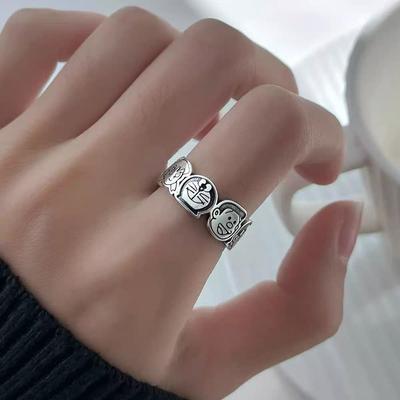 Doraemon Open Ring Light Luxury Niche Design Index Finger Ring Cute Animation Ring Adjustable