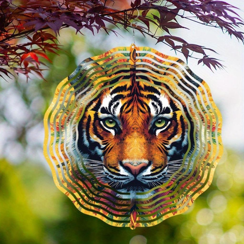 25.4cm Tiger Wind Chime with 360 Degree Hook Vibrant Metal Garden Decor for Outdoor Hanging Ornament Spring Summer Gift for Friends