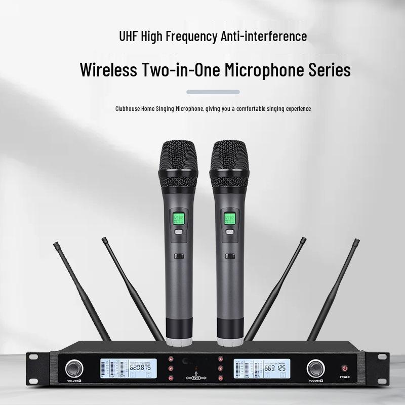 Wireless Professional Microphone Set with Anti-Howling for Karaoke, Meetings, and Performances