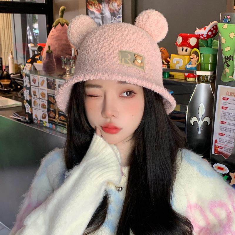 

Новая осенне-зимняя шапка для женщин. Зимняя теплая шапка-панама. Большой обхват головы. Милая бирка. Плюшевая шапка с медвежьими ушками. One Size