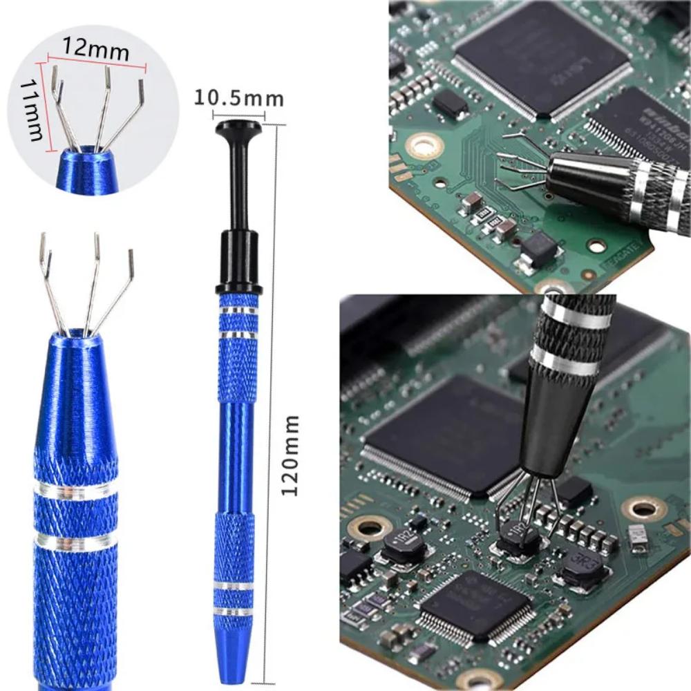 IC Chip Extractor Electronic Component Parts Suction Pen With Bend Tweezers Catcher Pick Up Tool Metal Grabber Repair Hand Tools